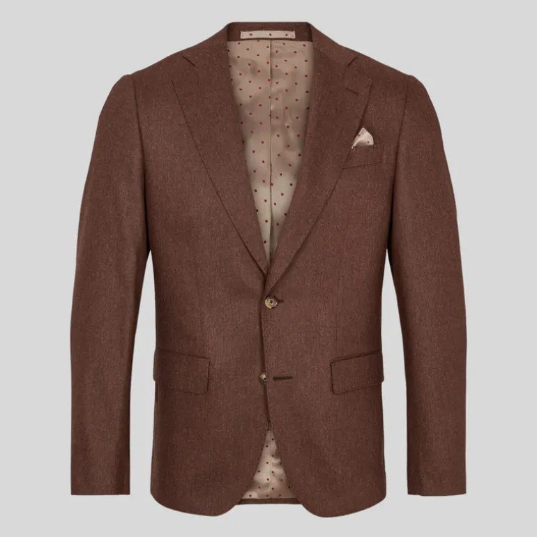 Stretch Wool Flannel Blazer - Brown