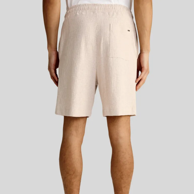 Structured Shorts with Pintuck Details - Beige