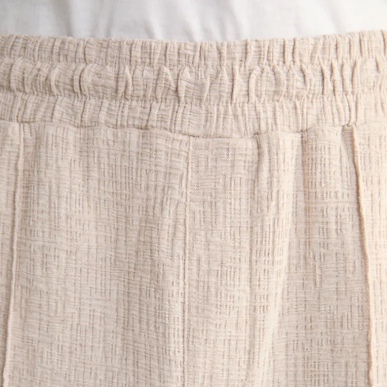 Structured Shorts with Pintuck Details - Beige