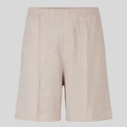 Structured Shorts with Pintuck Details - Beige