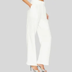Structured Twill Pleated Pant - White