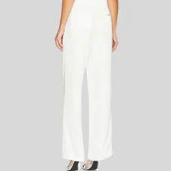 Structured Twill Pleated Pant - White