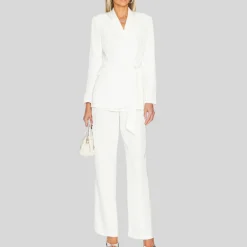 Structured Twill Pleated Pant - White