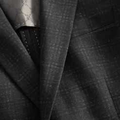 Subtle Plaid Checks Patch Pocket Blazer - Charcoal