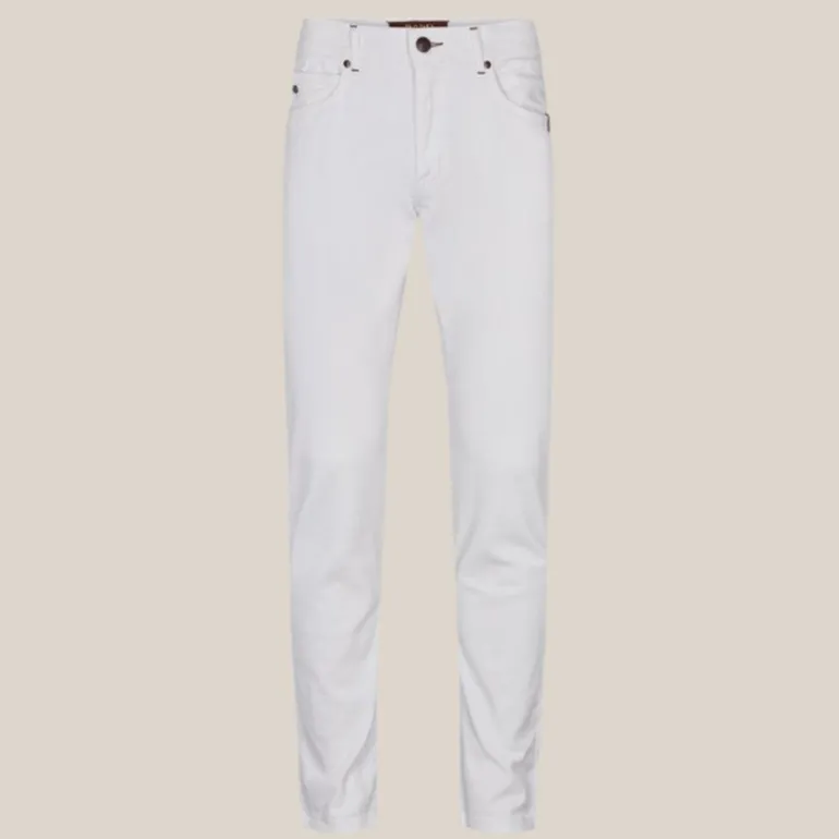 Suede Touch Slim Fit 5-Pocket Chino - White