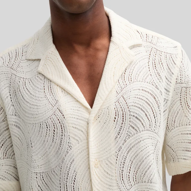 Swirls Knit Pattern Shirt - Cream