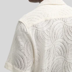 Swirls Knit Pattern Shirt - Cream