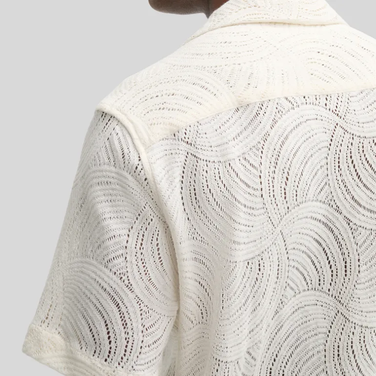 Swirls Knit Pattern Shirt - Cream