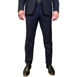 Tattersall Check Peak Lapel Suit - Navy