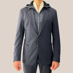 Technical Patch Pocket Blazer with Removable Hood - Navy