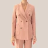 Techno Fabric Double Breasted Blazer - Pink