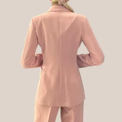 Techno Fabric Double Breasted Blazer - Pink