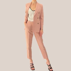 Techno Fabric Double Breasted Blazer - Pink