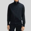Textured Blouson Jacket Stand-Up Collar - Navy