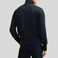 Textured Blouson Jacket Stand-Up Collar - Navy
