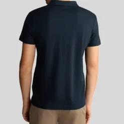 Textured Cotton Polo - Navy