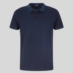 Textured Cotton Polo - Navy