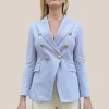 Textured Double Breasted Blazer - Light Purple