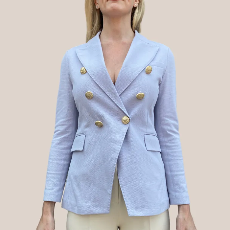 Textured Double Breasted Blazer - Light Purple