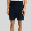 Textured Elastic Waistband Shorts - Navy