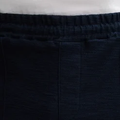 Textured Elastic Waistband Shorts - Navy