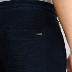 Textured Elastic Waistband Shorts - Navy