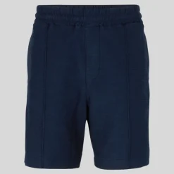 Textured Elastic Waistband Shorts - Navy