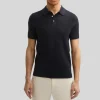 Textured Knit Cotton Polo - Dark Blue