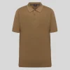 Textured Knit Cotton Polo - Brown