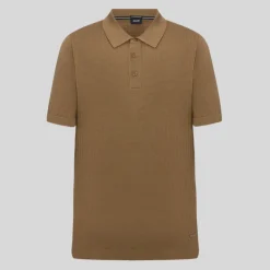 Textured Knit Cotton Polo - Brown