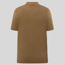 Textured Knit Cotton Polo - Brown