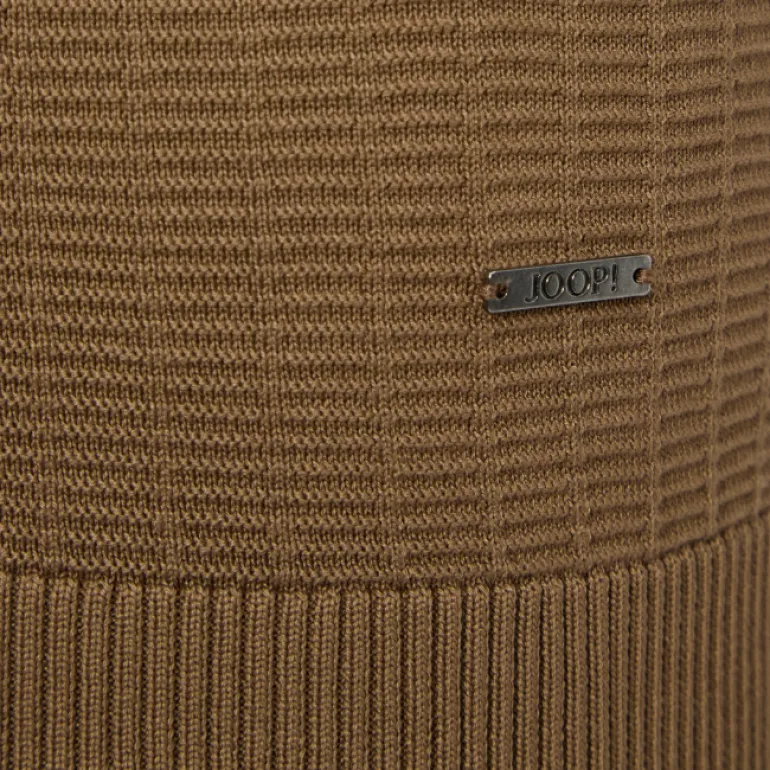 Textured Knit Cotton Polo - Brown