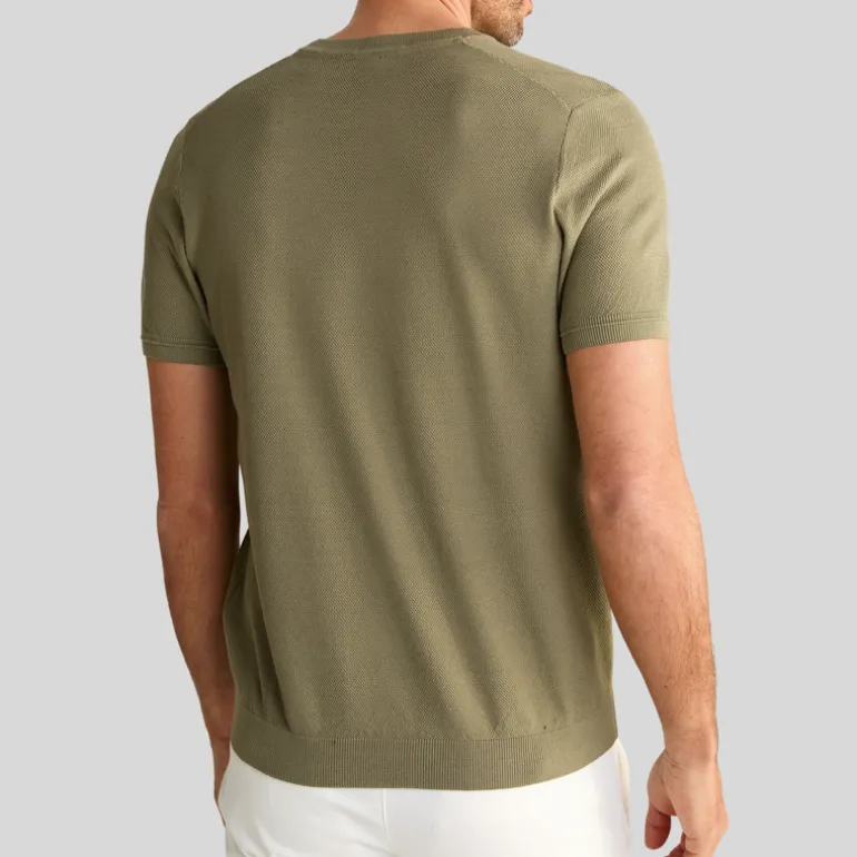 Textured Knit Crew Ribbed T-Shirt - Army