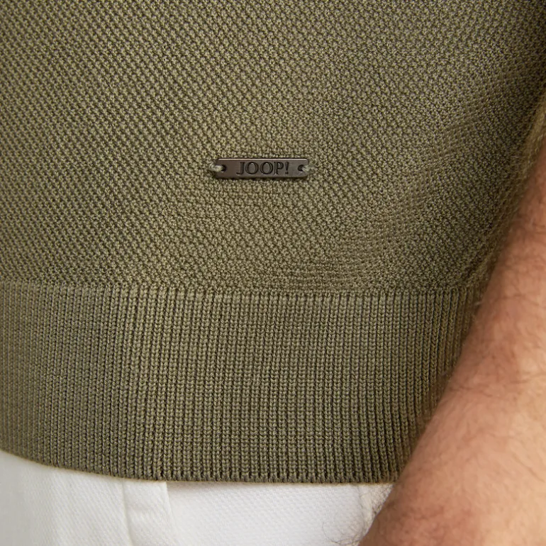 Textured Knit Crew Ribbed T-Shirt - Army