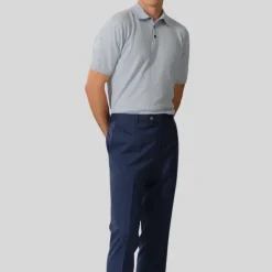 Textured Retro Knit Polo - Light Blue