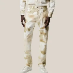 Tie-Dye Design Washed Denim - Beige