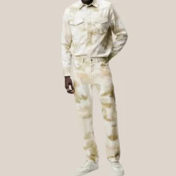 Tie-Dye Design Washed Denim - Beige