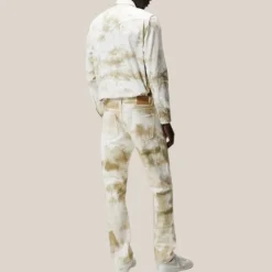 Tie-Dye Design Washed Denim - Beige