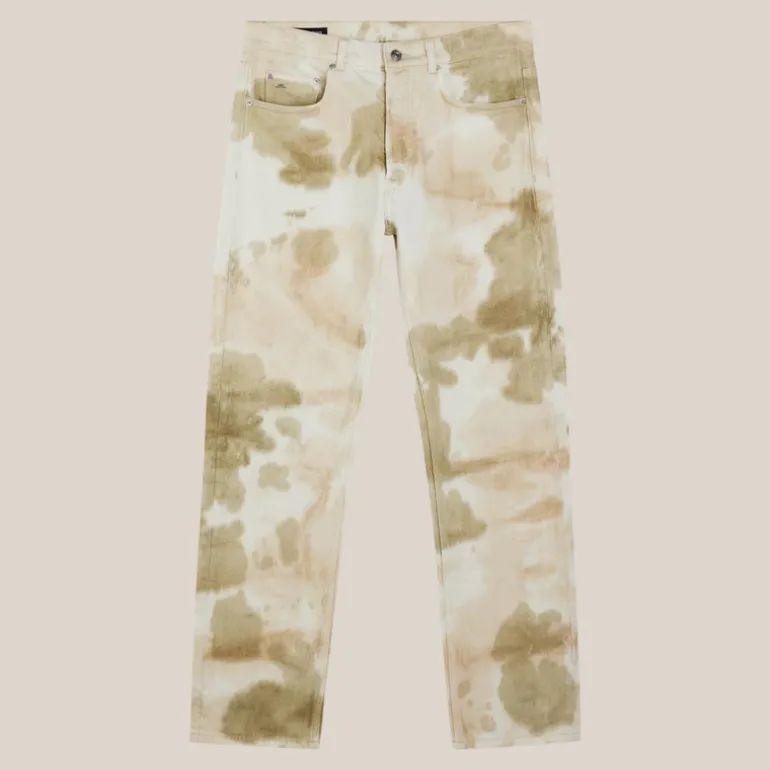 Tie-Dye Design Washed Denim - Beige