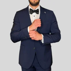 Tonal Glen Check Wool Suit - Dark Navy