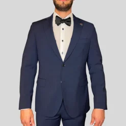 Tonal Glen Check Wool Suit - Dark Navy