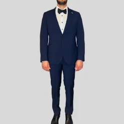 Tonal Glen Check Wool Suit - Dark Navy
