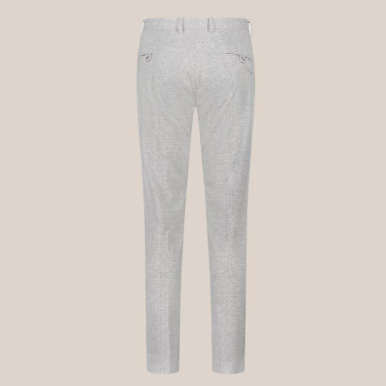 Tonal Glen Plaid Drawstring Jersey Chinos - Light Grey