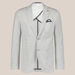 Tonal Glen Plaid Patch Pocket Jersey Blazer - Light Grey