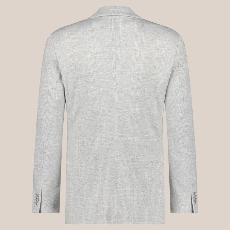 Tonal Glen Plaid Patch Pocket Jersey Blazer - Light Grey