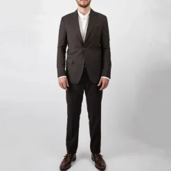 Tonal Glen Plaid Wool Suit - Brown
