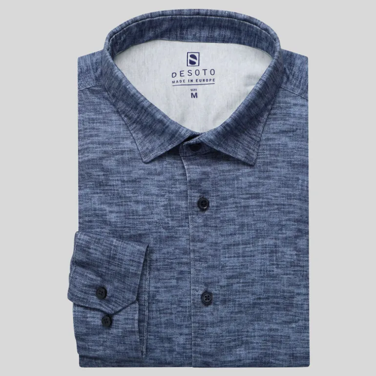 Tonal Print Jersey Shirt - Denim