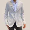 Tonal Stripe Patch Pocket Blazer - Silver