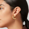 Tubular Hoop Earrings with Rounded Ends - Gold