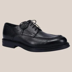 Tumbled Calf Leather Derby Shoe - Black